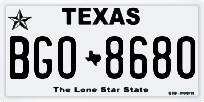 TX license plate BGO8680