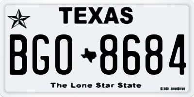 TX license plate BGO8684