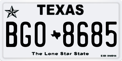 TX license plate BGO8685