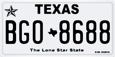 TX license plate BGO8688