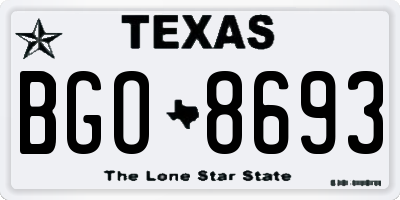TX license plate BGO8693
