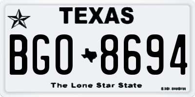 TX license plate BGO8694