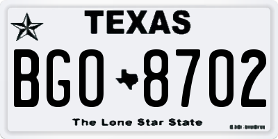 TX license plate BGO8702