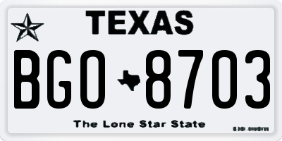 TX license plate BGO8703