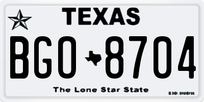 TX license plate BGO8704