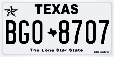 TX license plate BGO8707