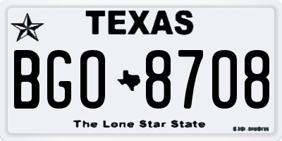 TX license plate BGO8708