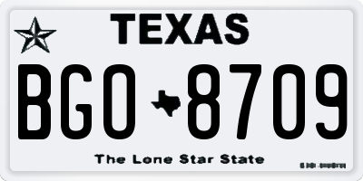 TX license plate BGO8709