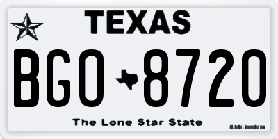 TX license plate BGO8720