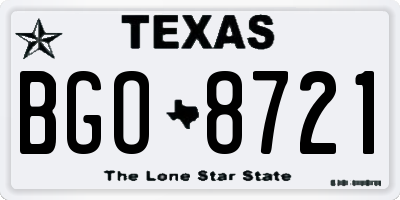 TX license plate BGO8721