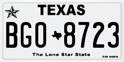 TX license plate BGO8723