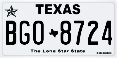 TX license plate BGO8724