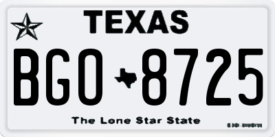 TX license plate BGO8725