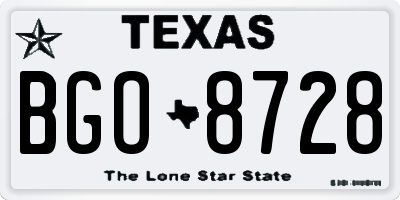 TX license plate BGO8728