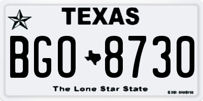 TX license plate BGO8730
