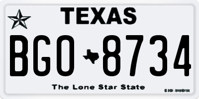 TX license plate BGO8734
