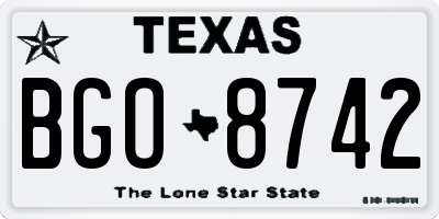 TX license plate BGO8742