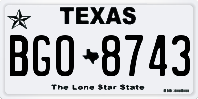 TX license plate BGO8743