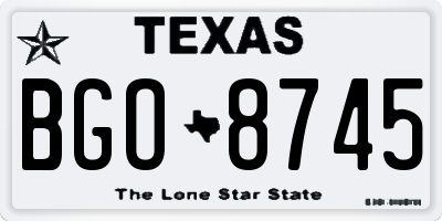 TX license plate BGO8745