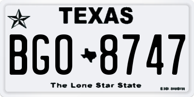 TX license plate BGO8747