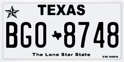TX license plate BGO8748