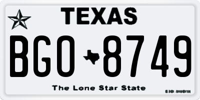 TX license plate BGO8749