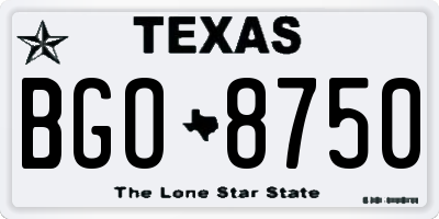 TX license plate BGO8750