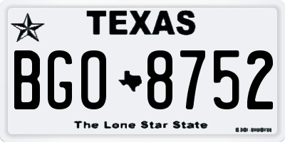 TX license plate BGO8752