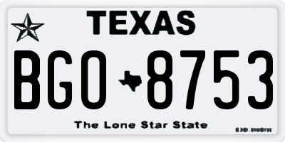 TX license plate BGO8753