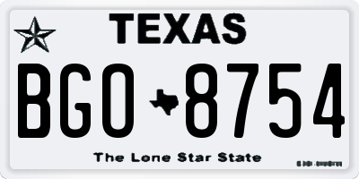 TX license plate BGO8754