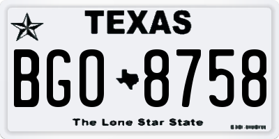 TX license plate BGO8758