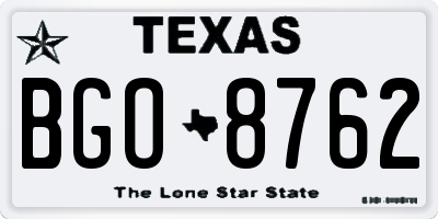 TX license plate BGO8762