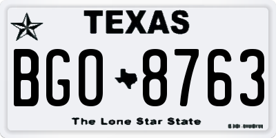 TX license plate BGO8763