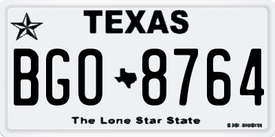 TX license plate BGO8764