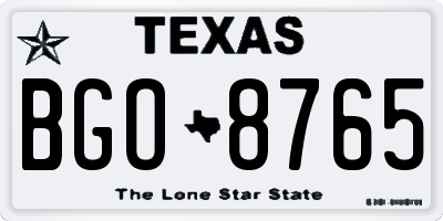 TX license plate BGO8765