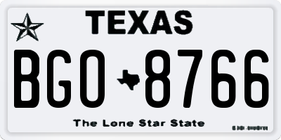 TX license plate BGO8766
