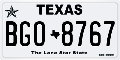 TX license plate BGO8767