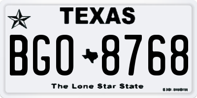 TX license plate BGO8768