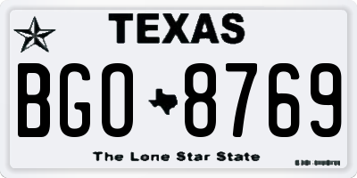TX license plate BGO8769