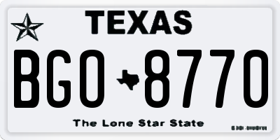 TX license plate BGO8770