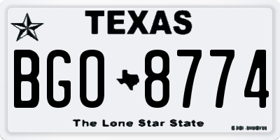 TX license plate BGO8774