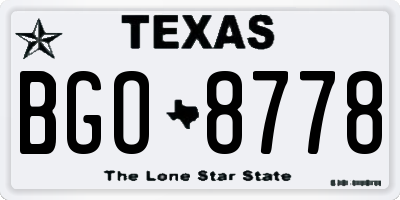 TX license plate BGO8778