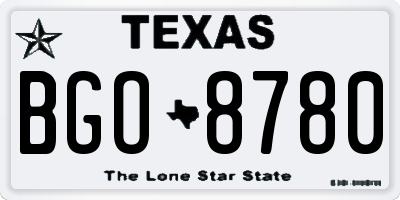 TX license plate BGO8780