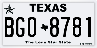 TX license plate BGO8781