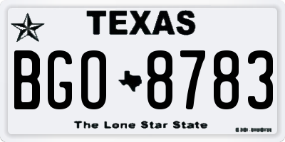 TX license plate BGO8783