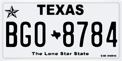 TX license plate BGO8784