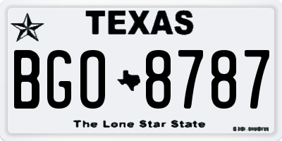 TX license plate BGO8787