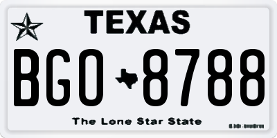 TX license plate BGO8788