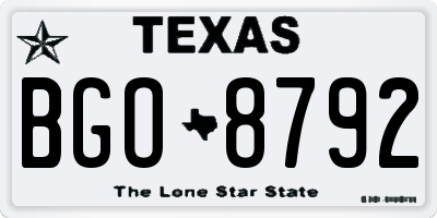 TX license plate BGO8792