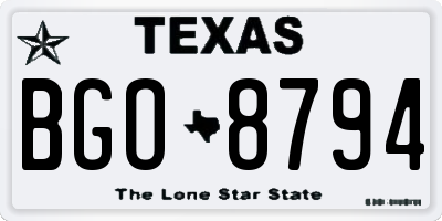 TX license plate BGO8794